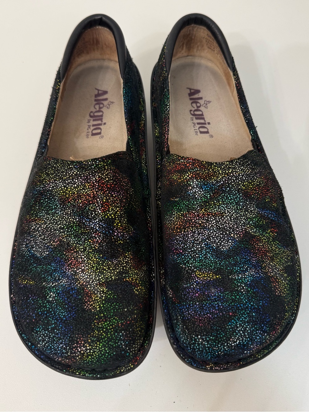 Alegria Black Debra 730 Black Multi Leather  Professional Clog Shoe Women’s 38 8